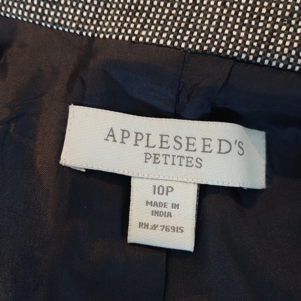 Appleseed's Petite 100 Silk black Tweed Blazer Jacket 10P - Picture 9 of 12